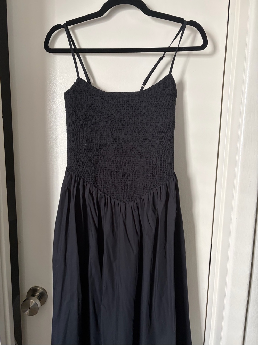 Abercrombie & Fitch Black Smocked Bodice Midi Dress